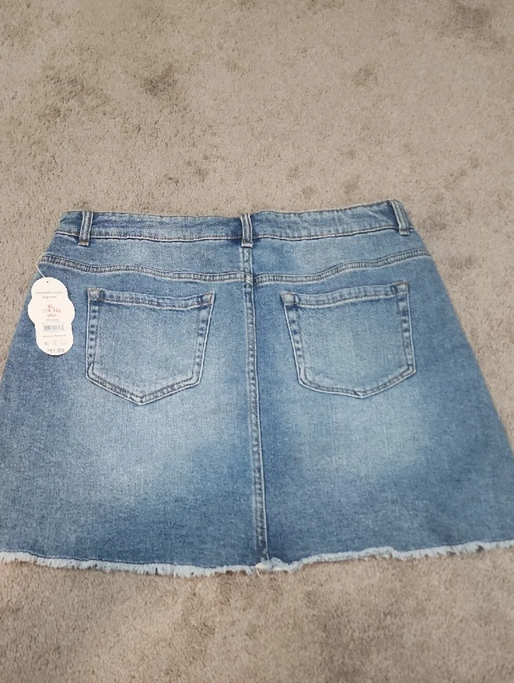 Wonder Nation Denim Mini Skirt with Frayed Hem XL (14-16)